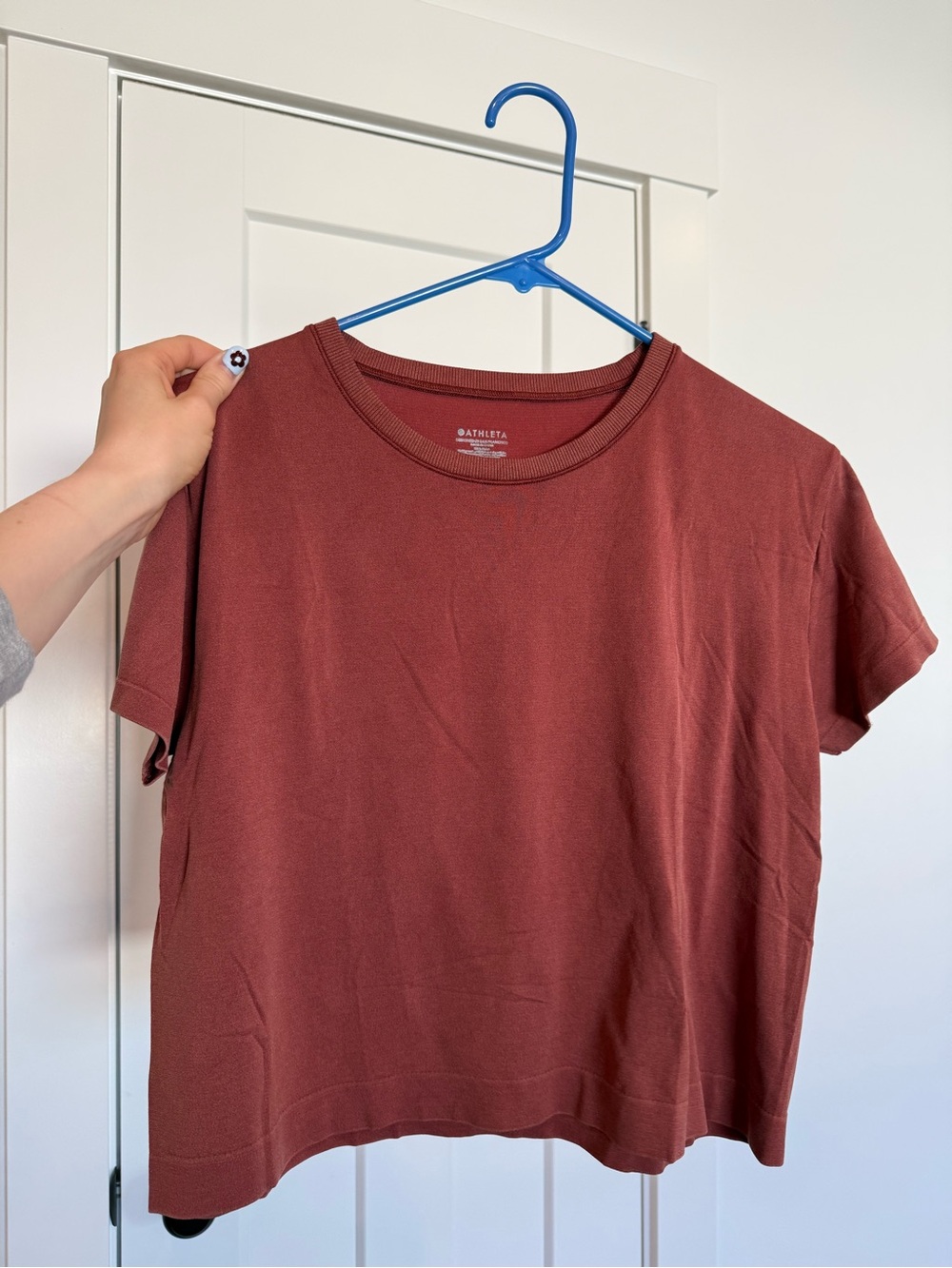 Athleta Crewneck T-Shirt in Brick Red - Cropped